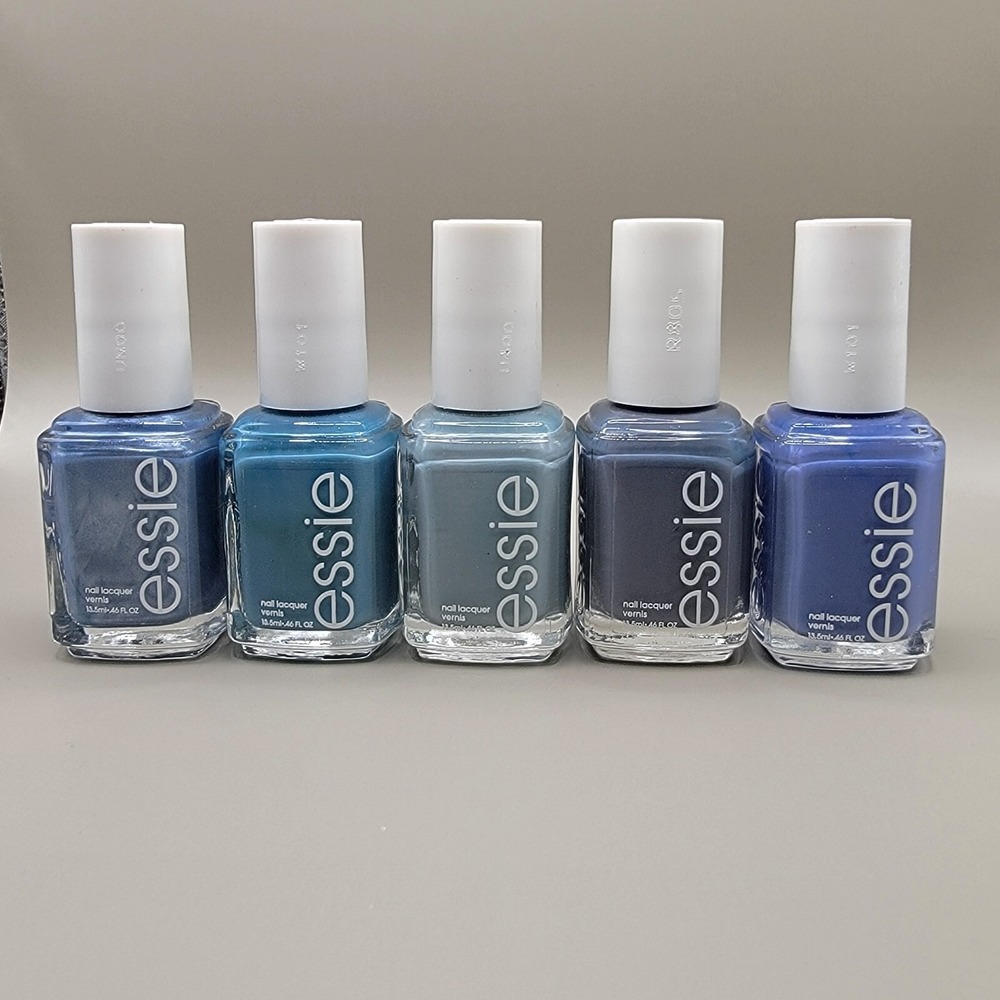 Essie Nail Polish Blue Gray Lot of 5 Quick Dry Amuse Me, From a to zzz, mooning‎